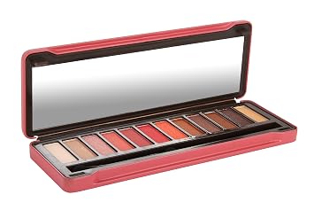 BYS Peach Eyeshadow Palette Tin with Mirror Applicator 12 Matte & Metallic Shades