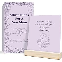 New Mom Affirmation Cards | 55 Postpartum Affirmation Cards, Postpartum Gifts, Pregnancy Must Haves - Essential Gift Set for First Time Moms, with Display Stand