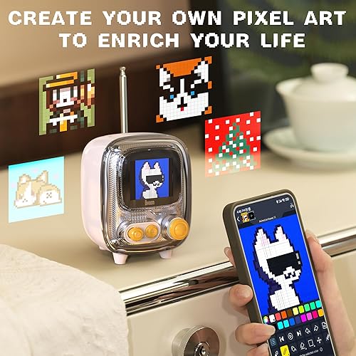 Miniatura 3 de Divoom Times Gate y Tiivoo-2, Cyberpunk - Reloj digital con control inteligente de aplicación y mini TV altavoz Bluetooth retro, bonita decoración