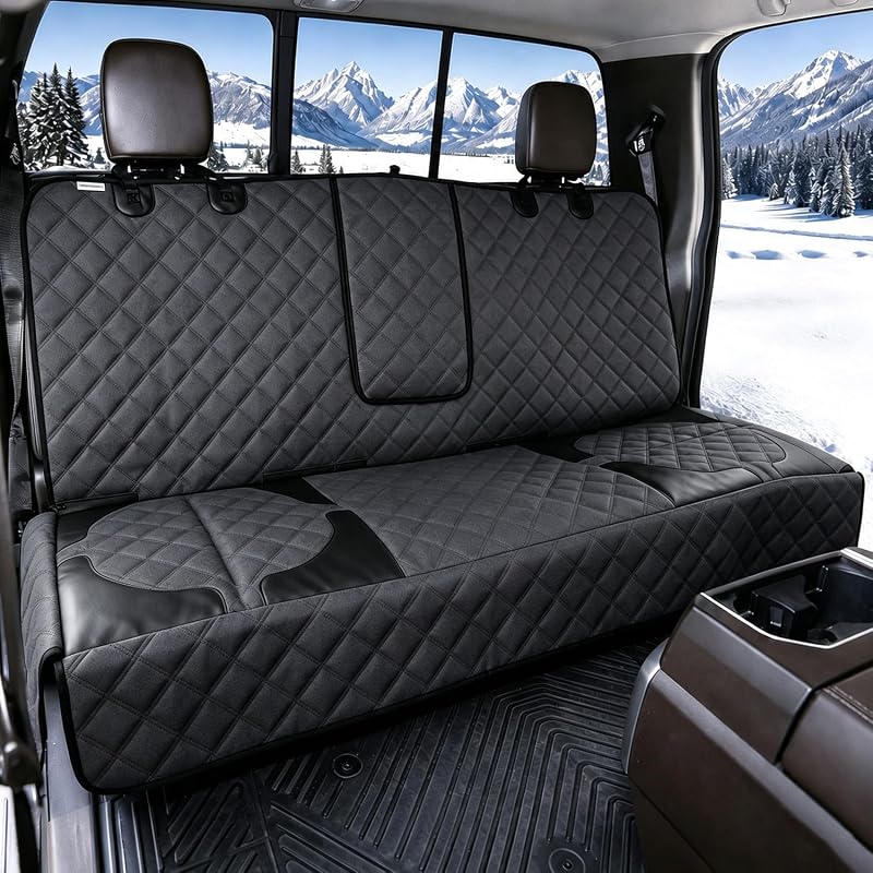 Capa para Banco Traseiro de Caminhonetes e SUVs Grandes PAWPROVED com Tecido Oxford 600D, Aberturas ISOFIX, Impermeável, Preta