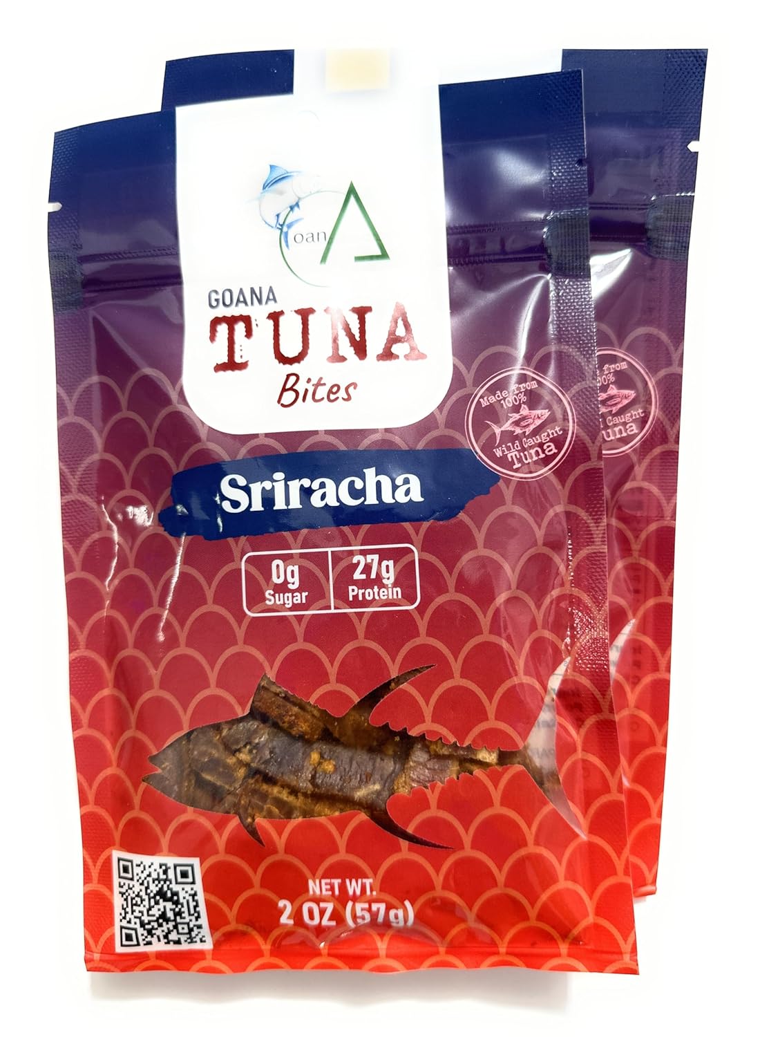GOANA Tuna Jerky Bites, Sriracha Flavor, High Protein Fish Snack, Wild Caught Ahi Tuna, Keto Paleo Low Carb, Sugar Free, Gluten Free, Low Sodium, 2 oz (2 Pack)
