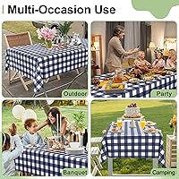 Vista 197 de Smiry Paquete de 10 Manteles Desechables de Cuadros Vichy Azules - 54" x 108" Mantel de Plástico de Servicio Pesado, Cubiertas de Mesa Impermeables