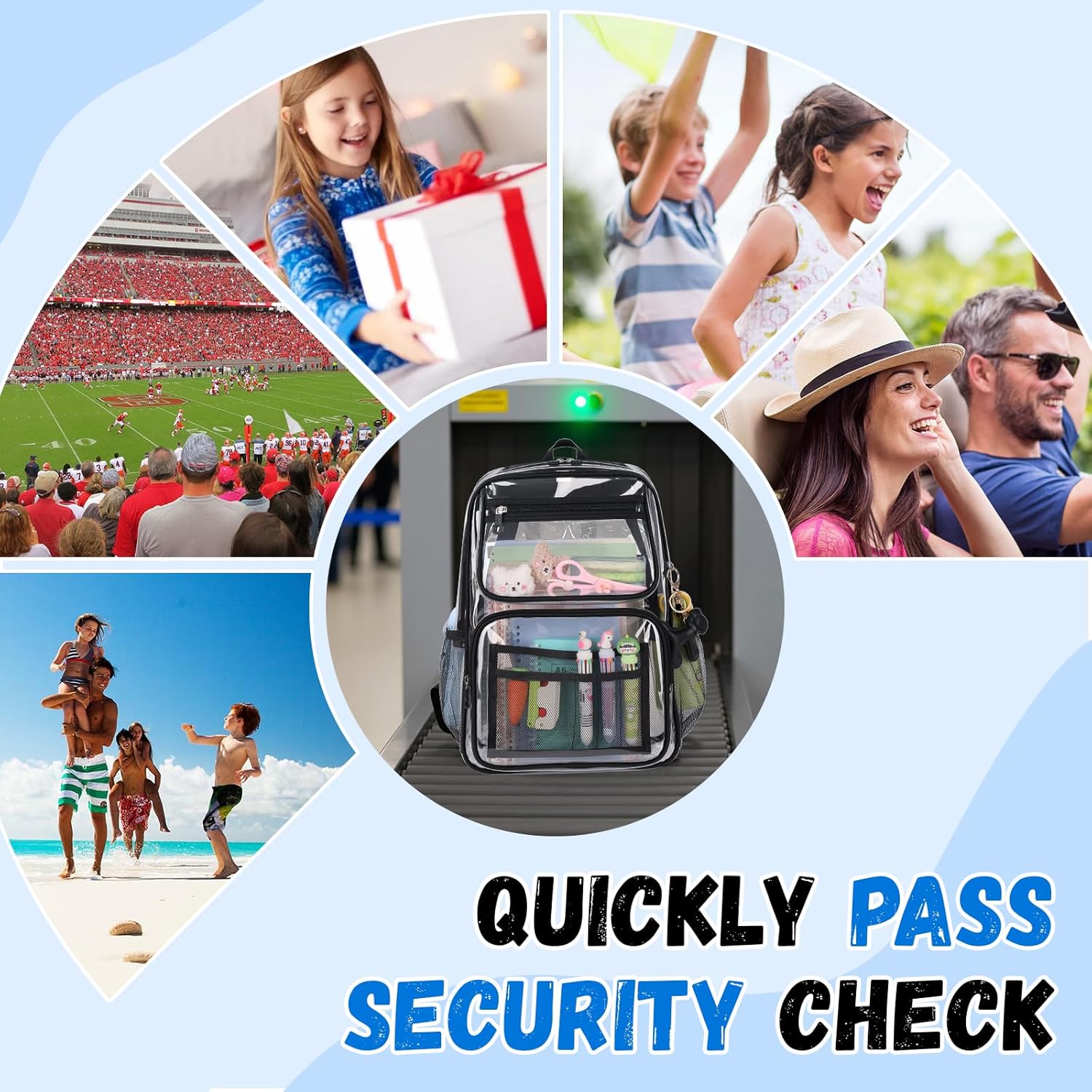 MOONBABY Clear Backpack for School Girls, Heavy Duty TPU Transparent Backpack Stadium Events Approved, Clear Bookbag - Image 8