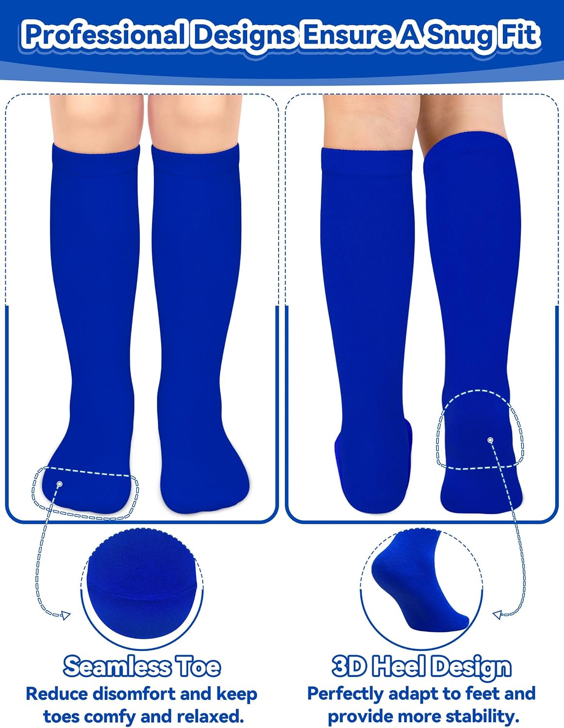 Olreco Kids Soccer Socks Toddler Baseball Socks 3D Heel Youth Softball Sock for Girls Boys Football Accessories Cotton