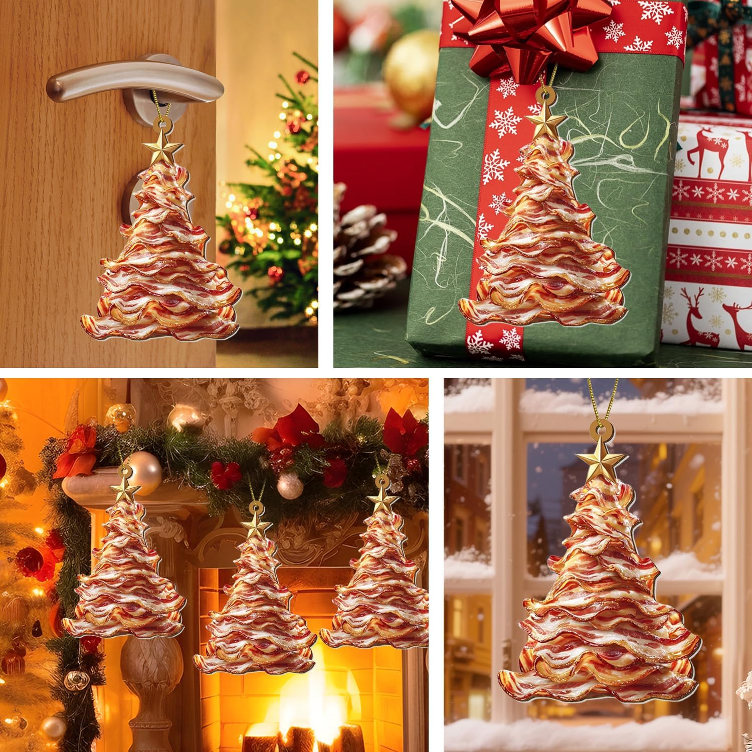 Bacon Christmas Ornament 2025 - Bacon Ornaments for Christmas Tree, Funny Gift Food Ornaments -Acrylic Ornament 2025 for Yard, car, Outdoor or Windows - Image 3
