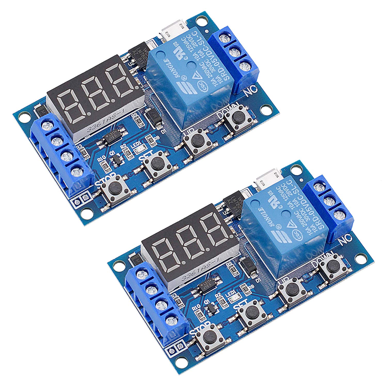 [2 Pack] DC 6-30V Timer Relay Programmable Delay Relay Module Cycle ...