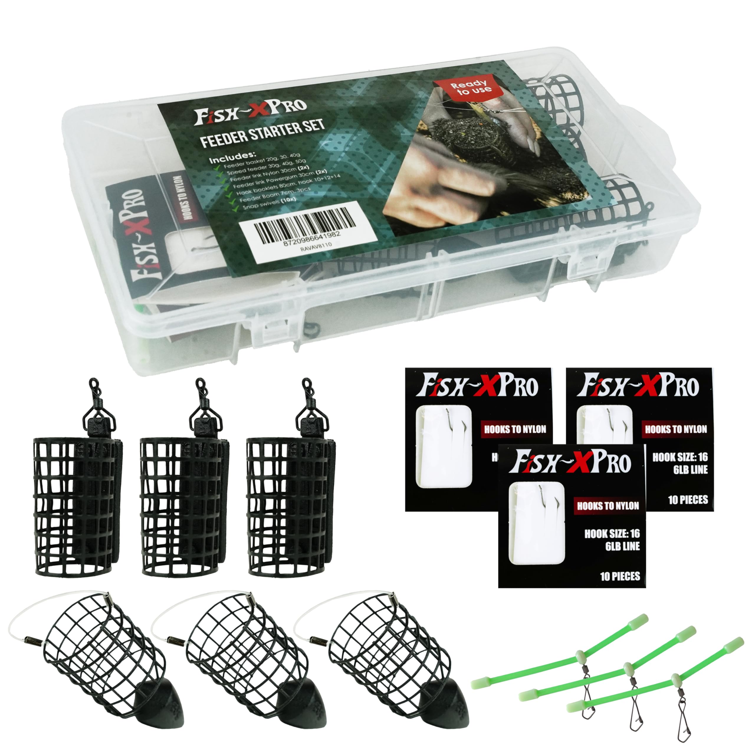 Kompletny Zestaw Feederowy Fish-Xpro - Wędka Feeder 3,30 m, Kołowrotek Feederowy, Podbierak i Akcesoria Feederowe do Łowienia w Jeziorach, Kanałach i Rzekach