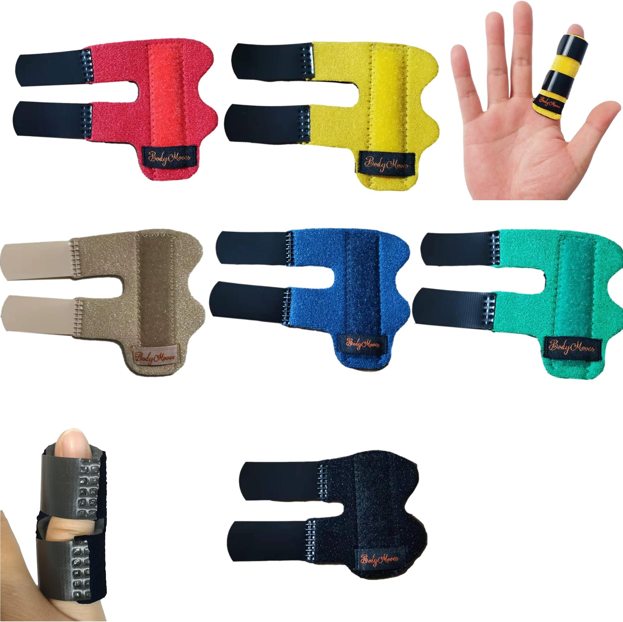 BodyMoves 5 Finger Splints plus 1 pinkie/kid splint (with Black Pinkie)