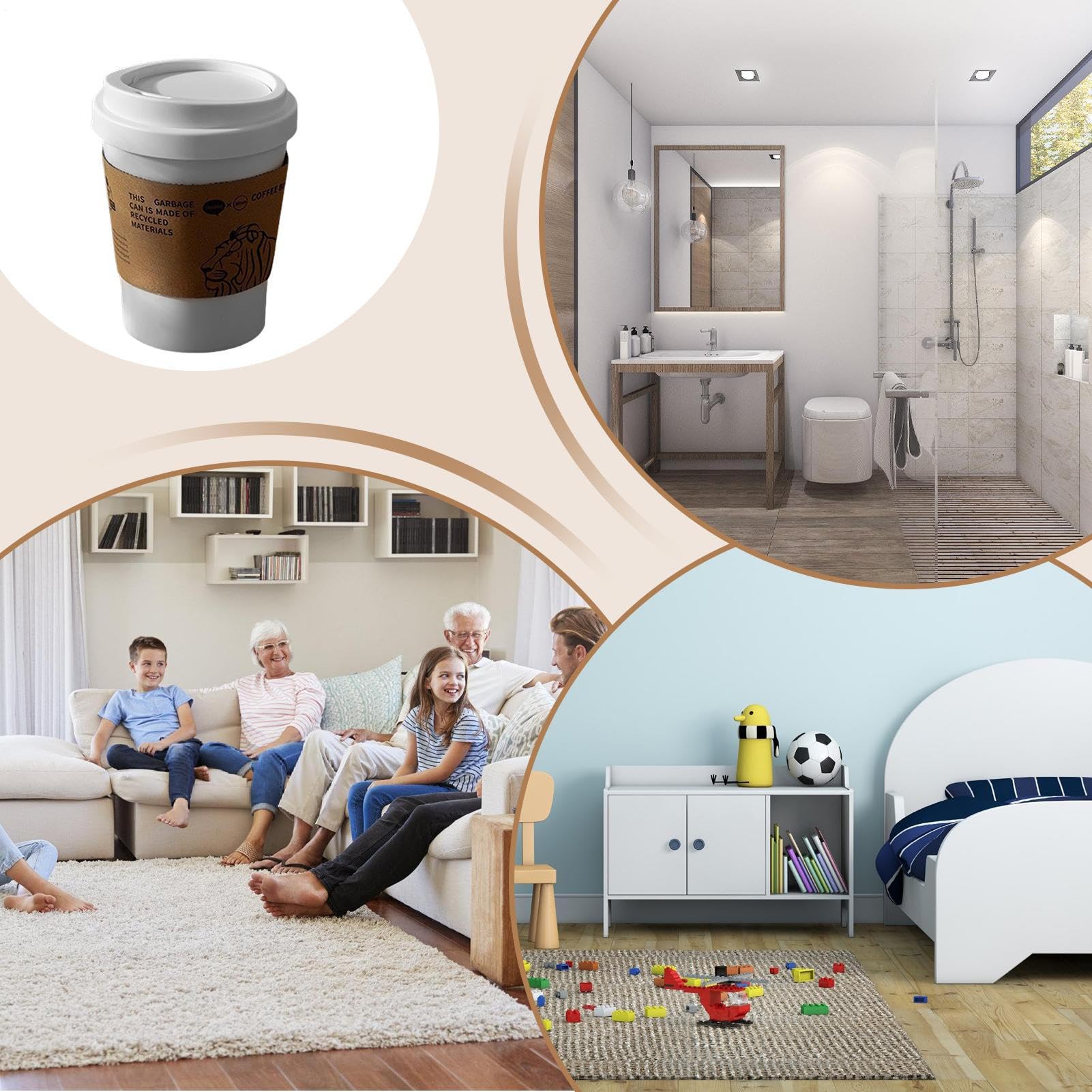Cestini Dei Rifiuti Con Coperchio Oscillante | Contenitore Silenzioso Con Ampio Contenitore Per Bagno, Camera, Servizi Igienici E Spazi Esterni