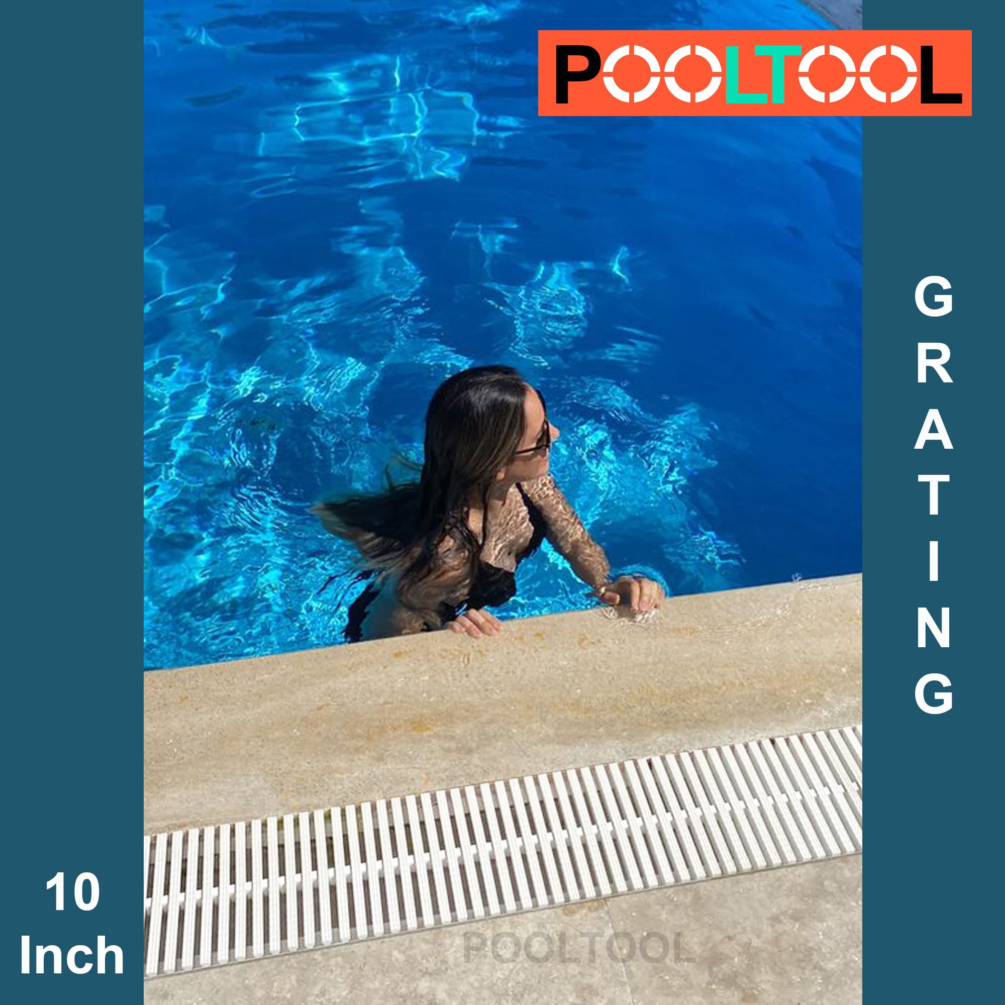 POOLTOOL Single Pin, Swimming Pool Overflow Grating/Channel/Strips, 10 Inch, White (5 Meters Each Package) 3