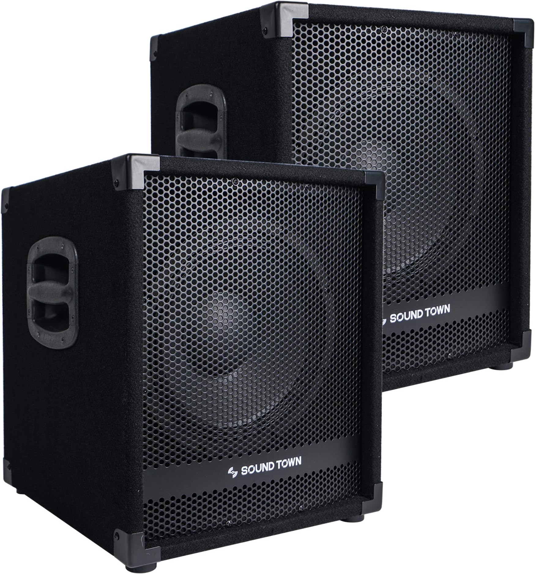 Sound Town 2-Pack 12” 1400 Watts Powered PA DJ Subwoofers with Class-D Amplifiers, 3” Voice Coil (METIS-12SPW-PAIR)