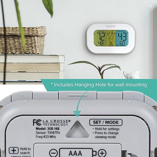Miniatura 5 de La Crosse Technology Estación de temperatura inalámbrica 308-148 con LCD tricolor