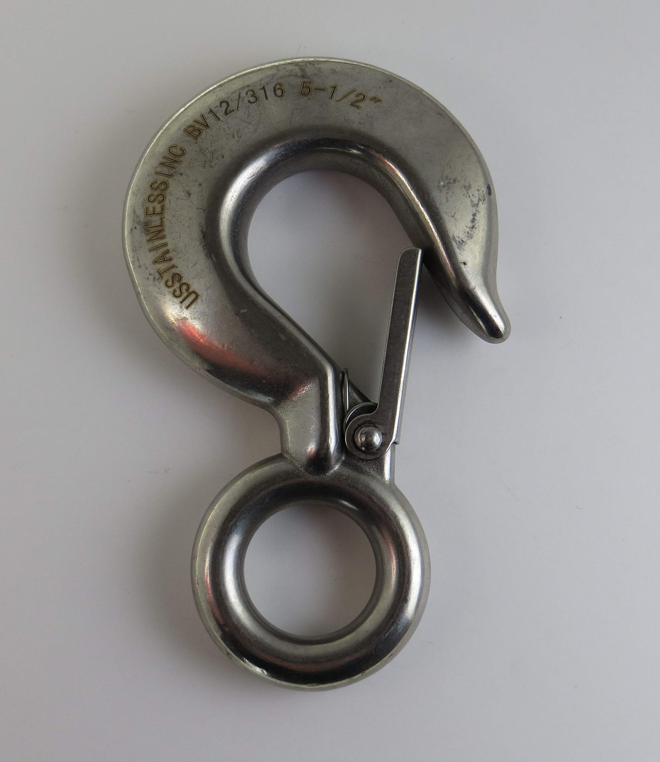 Mousqueton rigide en acier inoxydable 316 avec loquet de sécurité 5 1/2" qualité marine