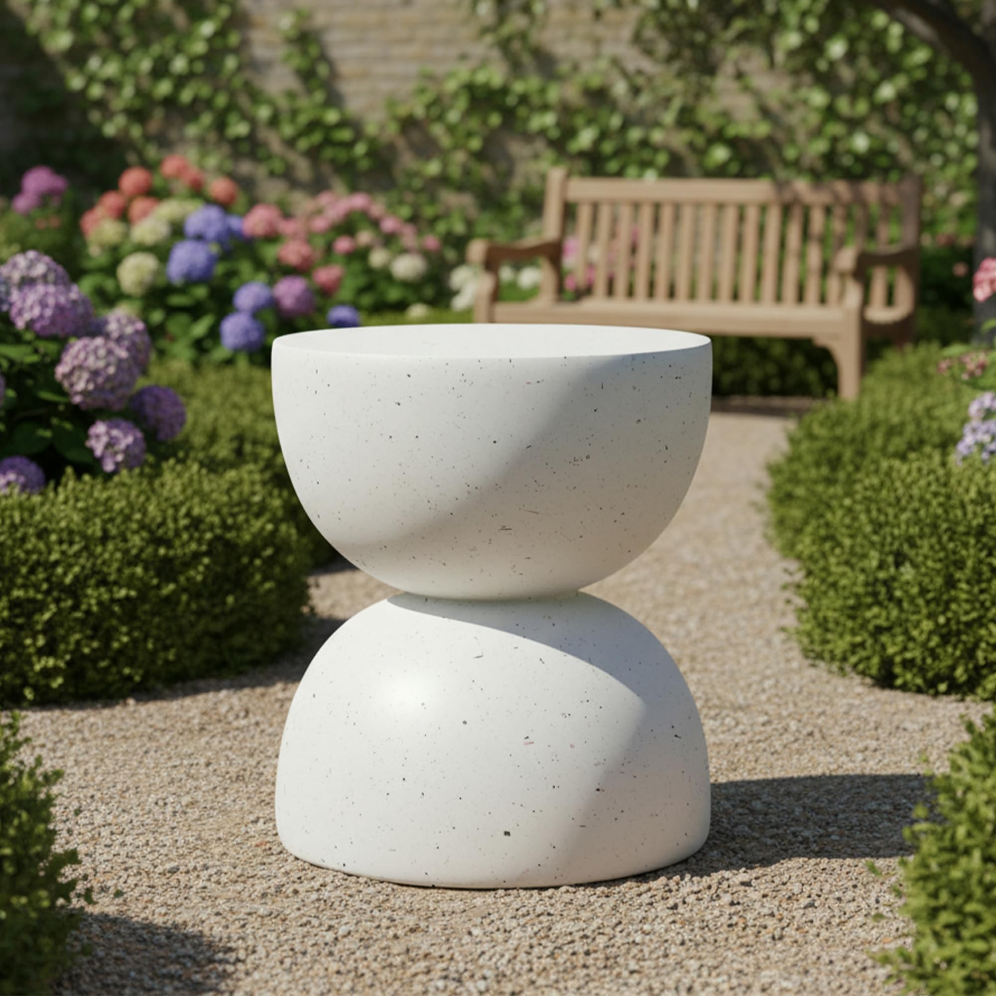 Merax Tavolino da esterno in MgO, leggero, moderno, impermeabile e resistente ai raggi UV, tavolo da balcone resistente alle intemperie, senza montaggio, per giardino, terrazza, piscina e interni