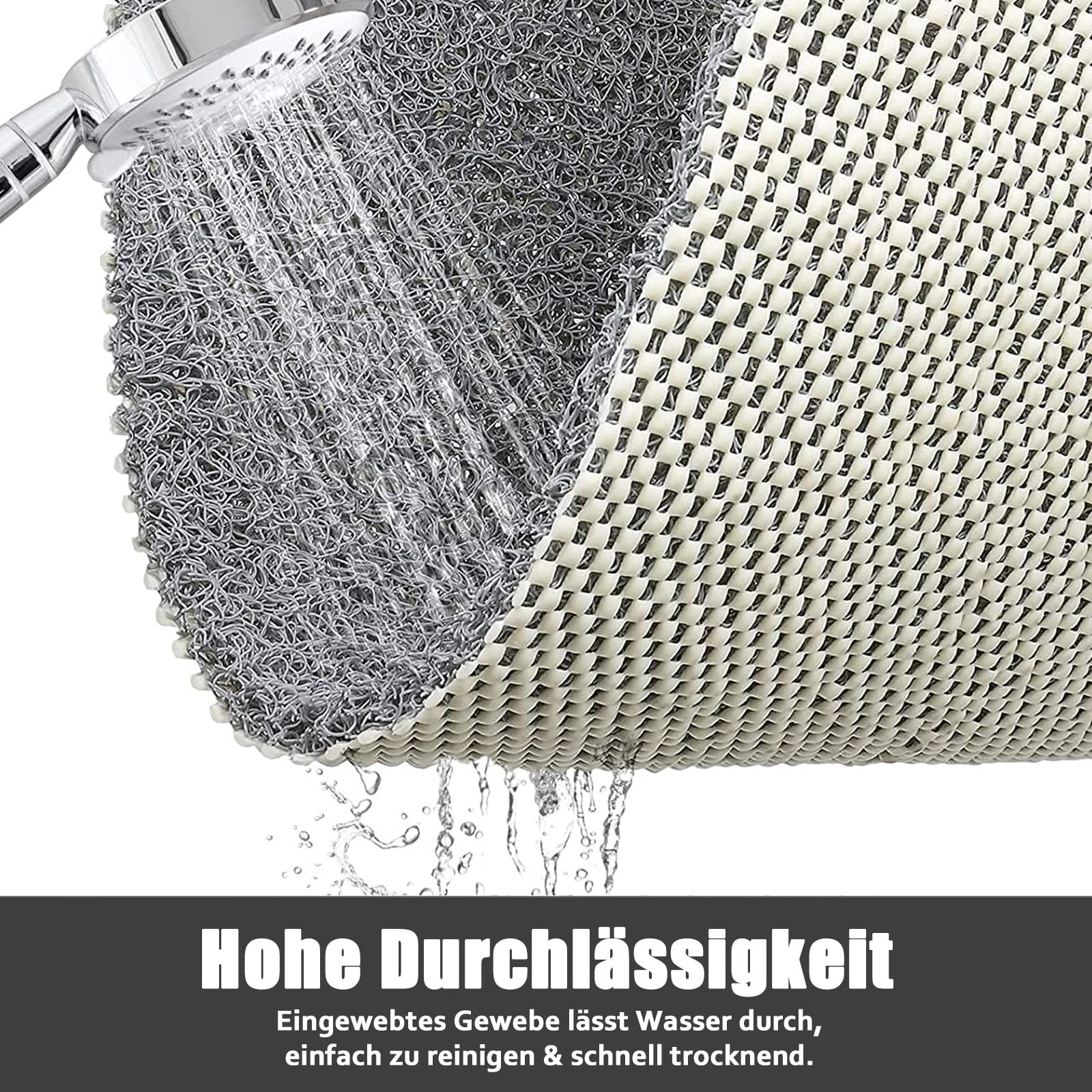 Tapis De Douche Antidérapant 80x100cm - PVC Doux Type Luffa - Trous Drainage - Séchage Rapide - Pour Baignoire, Douche