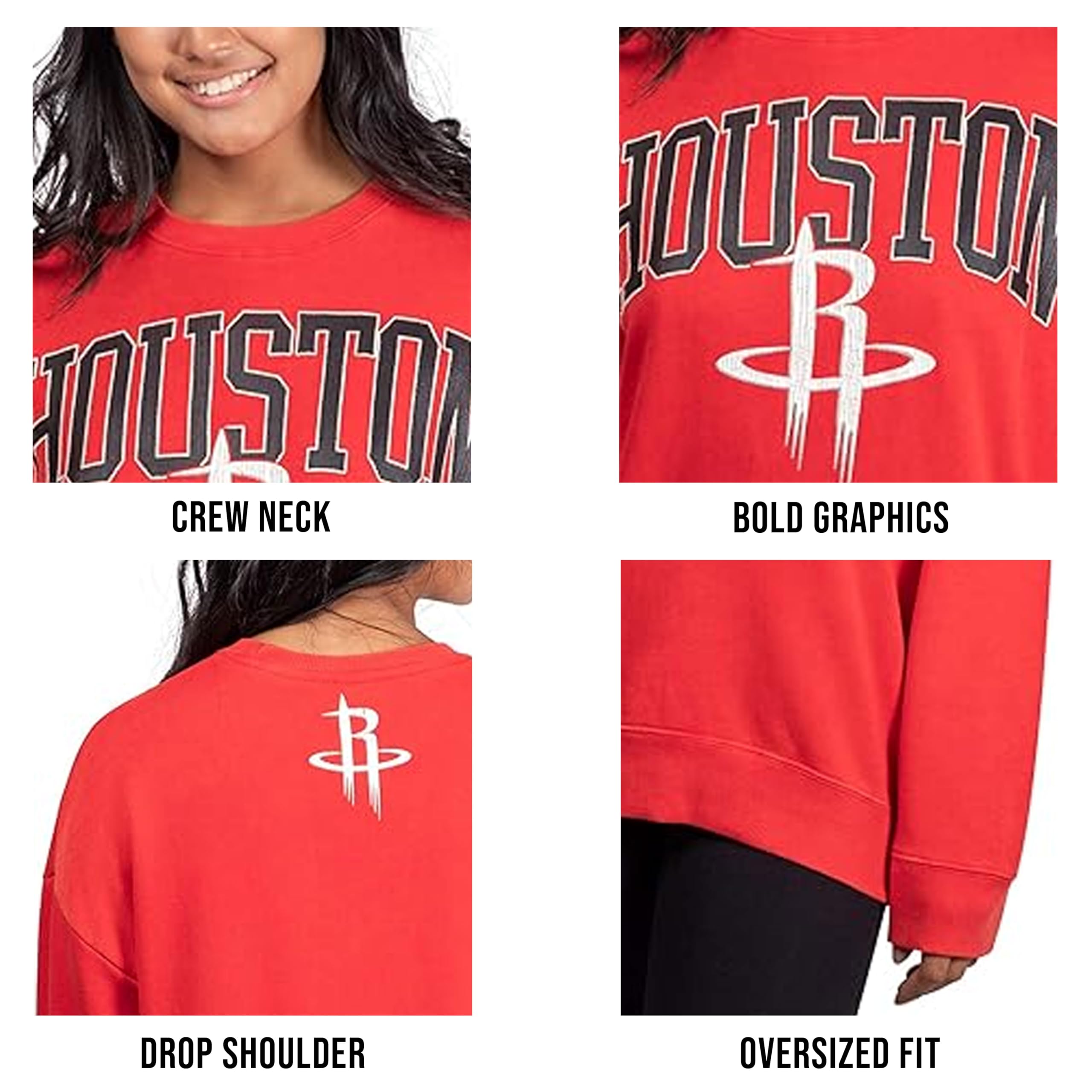 Ultra Game NBA Official Women's Extra Soft Fleece Distressed Oversized Pullover Sweatshirt, Golden State Warriors, Team Color, Medium