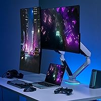 Vista 2 de AVLT Soporte de escritorio con brazo para monitor de juegos RGB de 27 a 43 pulgadas, 20 modos de iluminación integrados, control de botón táctil, se
