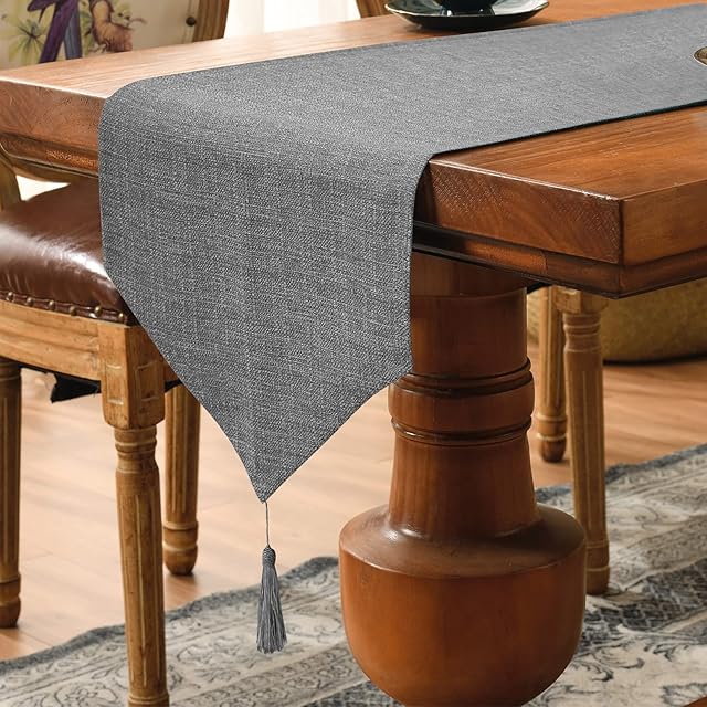 SEASHORE TREE Runner Table Runners Linen Gray For Party Wedding Long 72/96/108 Inches