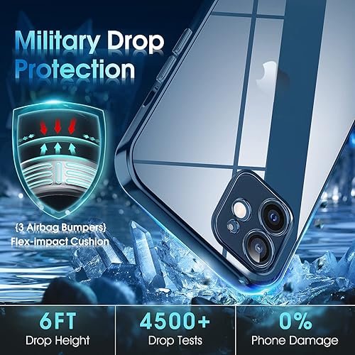 Miniatura 5 de Supdeal Funda Cristalina Transparente para iPhone 12, No se amarillea Protección de la cámara Probado contra caídas de grado militar Funda