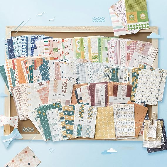 500 Sheets Scrapbook Paper - 55x83mm DIY Scrapbooking Supplies Aesthetic Stationery Sheet, Patterned Decoupage Paper Sheets for Journaling Decorative Junk Bullet Craft Kit