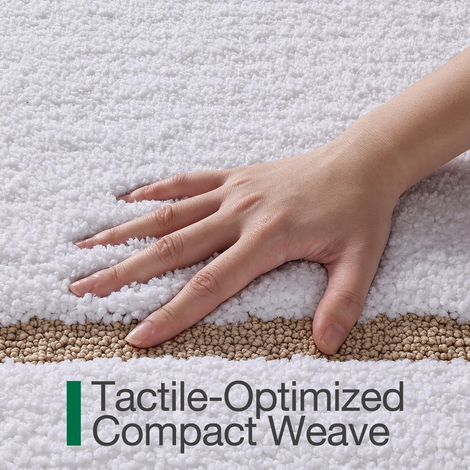 LUMI Bathroom Rug, 20x32 Non Slip Washable Bath Mat Absorbent Soft Bathmat, Fluffy Microfiber Bathroom Rugs for Floor, Shower Tub, Entryway, White and Beige