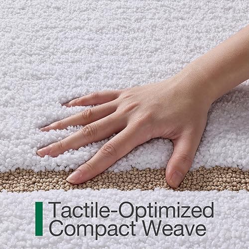 Miniatura 4 de LUMI Tapetes de baño blancos para baño, antideslizantes, absorbentes, suaves, esponjosas, lavables, clásicas, ideales para suelo, bañera de ducha,