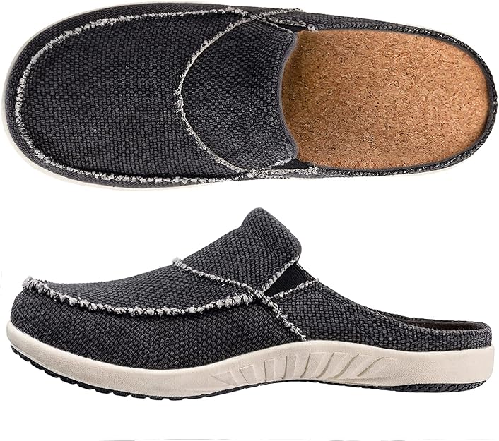 LazyStep Men's Cozy Slippers with Arch Support, Casual Canvas House