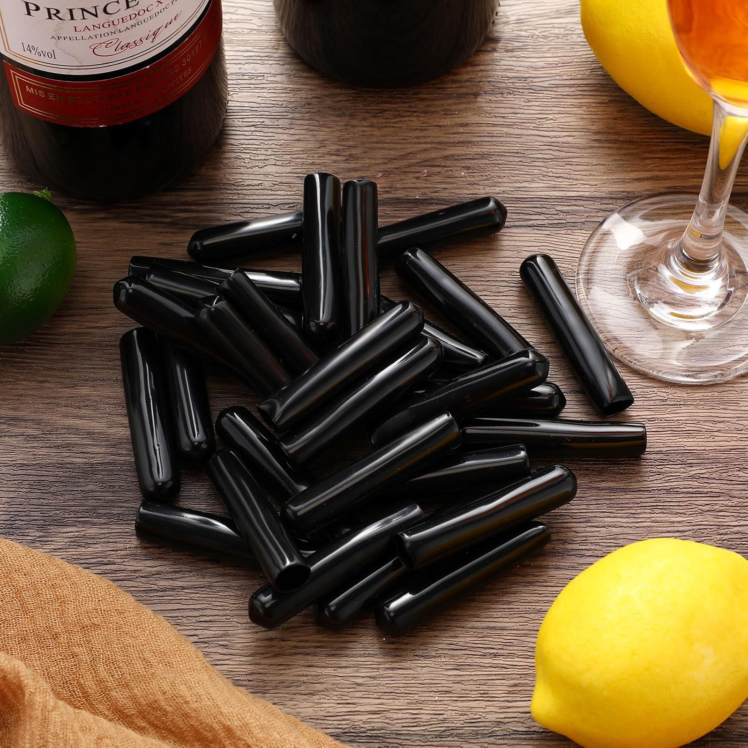 EBOOT 200 Pack Black Rubber Pourer Cap Liquor Bottle Pourer Cover Dispenser Spout Dust Covers