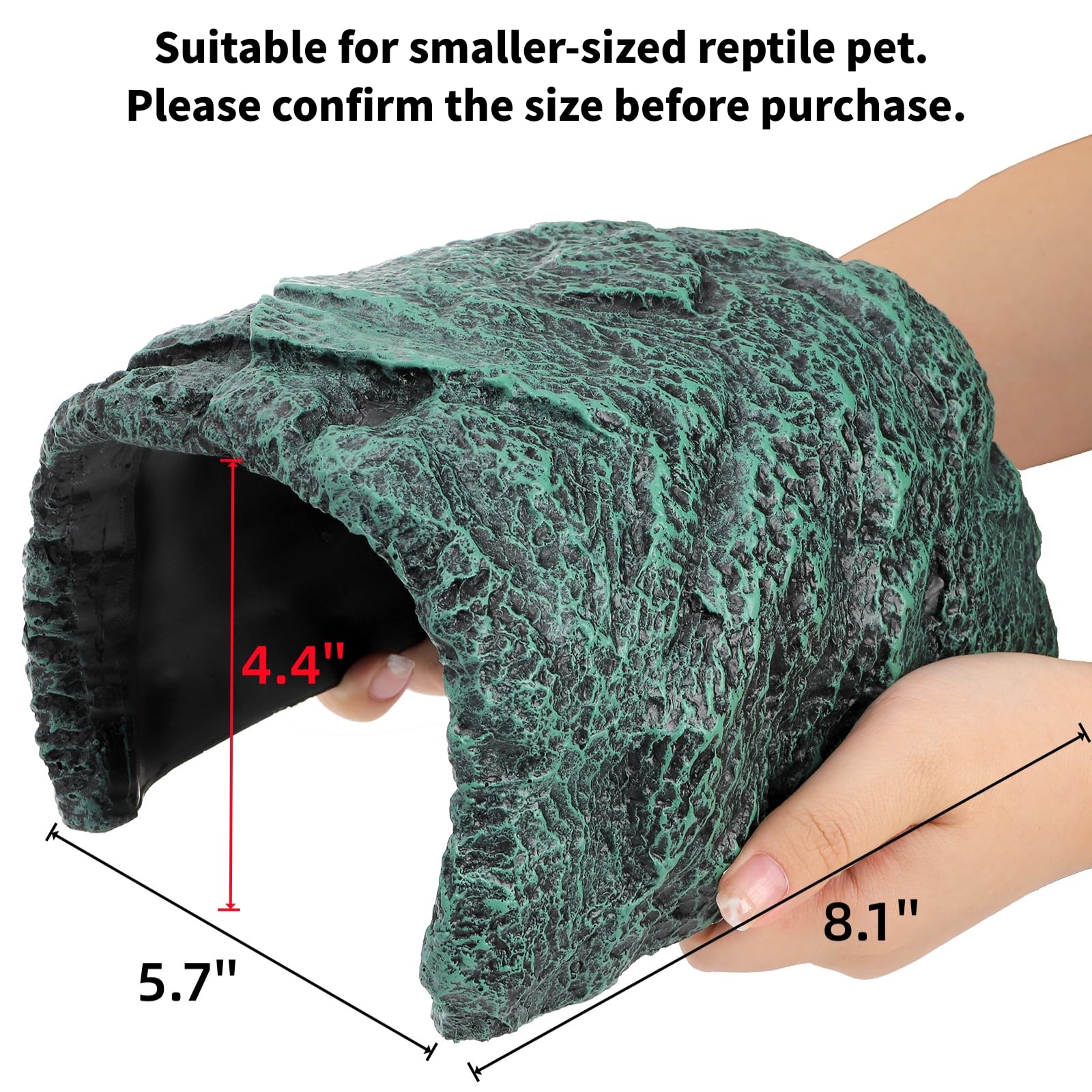 Cididu Cueva de roca para reptiles, hábitat de resina oculto para decoración de terrarios y acuarios, escondite verde para dragones barbudos, lagartos, serpientes, gecos, tortugas, animales pequeños