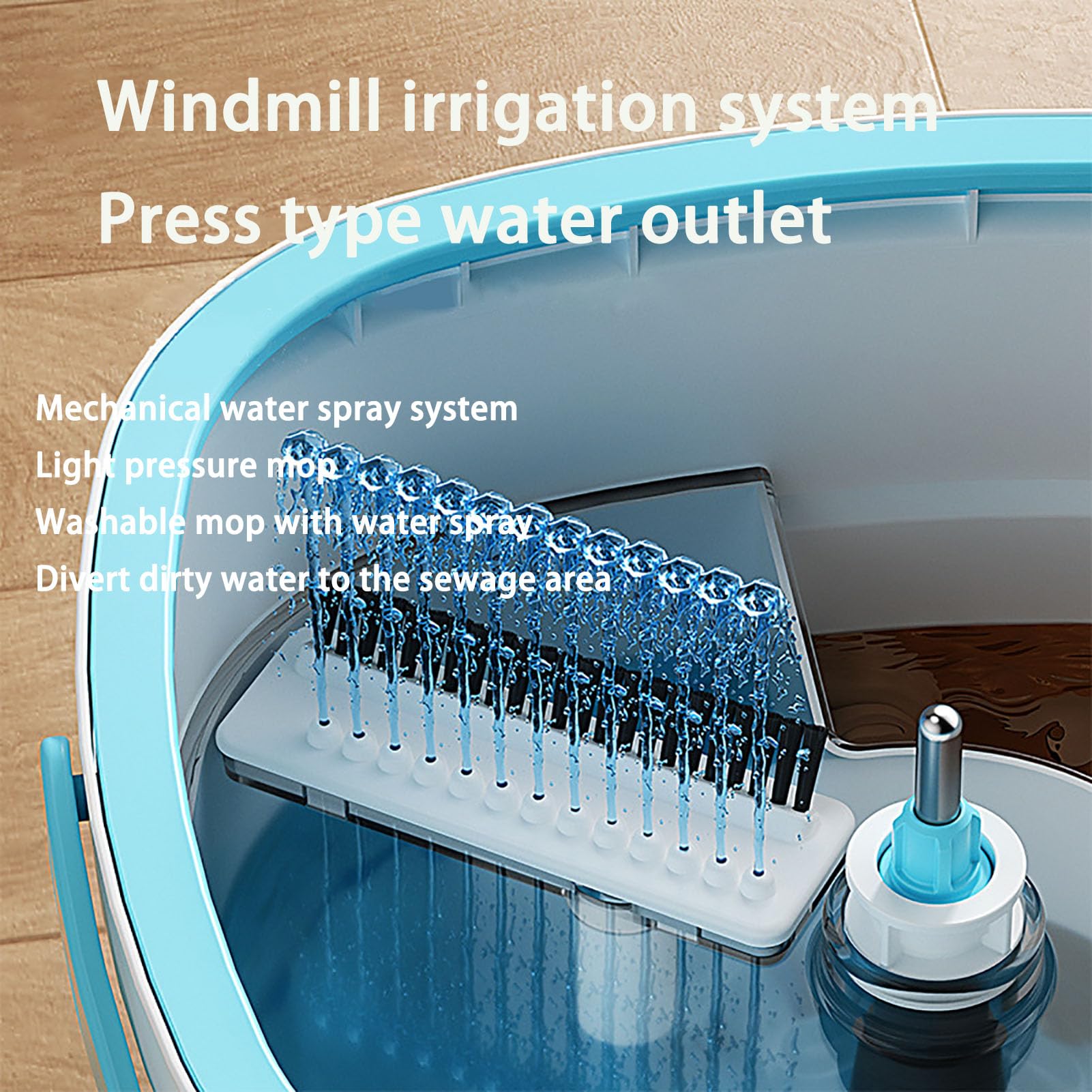 Recambio Fregona con Cubo Escurridor, Fregona Autoescurrible con Función de Separación de Agua Sucia, Fregona Microfibra Rotación con Mango Retráctil, para Limpiar Paredes de Suelo,Six Cloths
