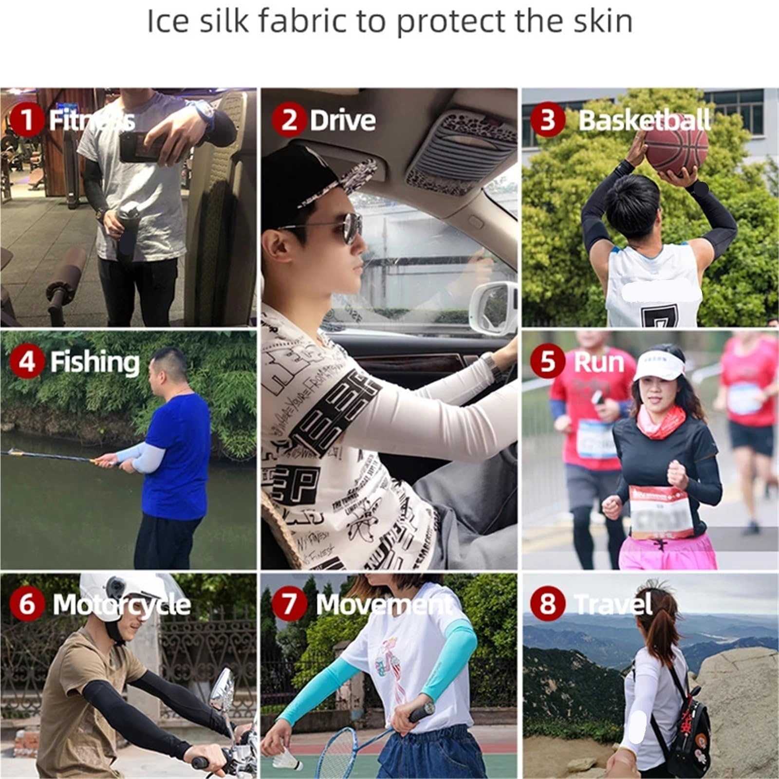 Mangas De Brazo De Bicicleta De Seda De Hielo, Calentadores Transpirables De Verano for Fitness, Baloncesto, Correr, Deporte, Ciclismo