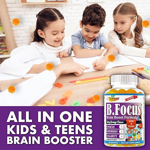 Miniatura 8 de Therefore B.Focus - Gomitas para niños, memoria, atención y apoyo escolar, Omega-3 DHA y EPA potenciador cerebral y vitaminas infantiles para niños