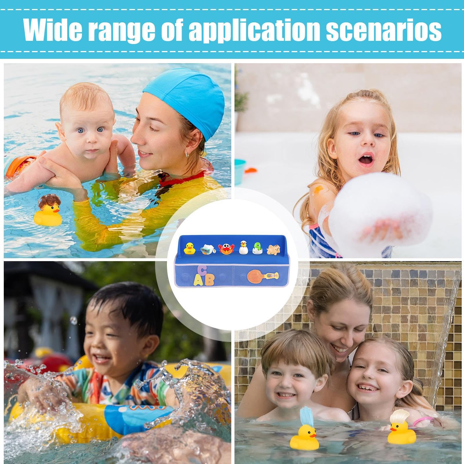 Mensola per vasca da bagno per bambini, con, organizer per vasca | da bagno, vassoio per vasca da bagno per bambini, supporto impermeabile per giocattoli da bagno, resistente agli schizzi