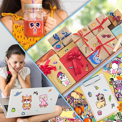 Miniatura 5 de BLIJOLA 48 hojas para hacer tus propias calcomanías para niños pequeños, hojas de calcomanías de cara de animal, bricolaje para festivales de