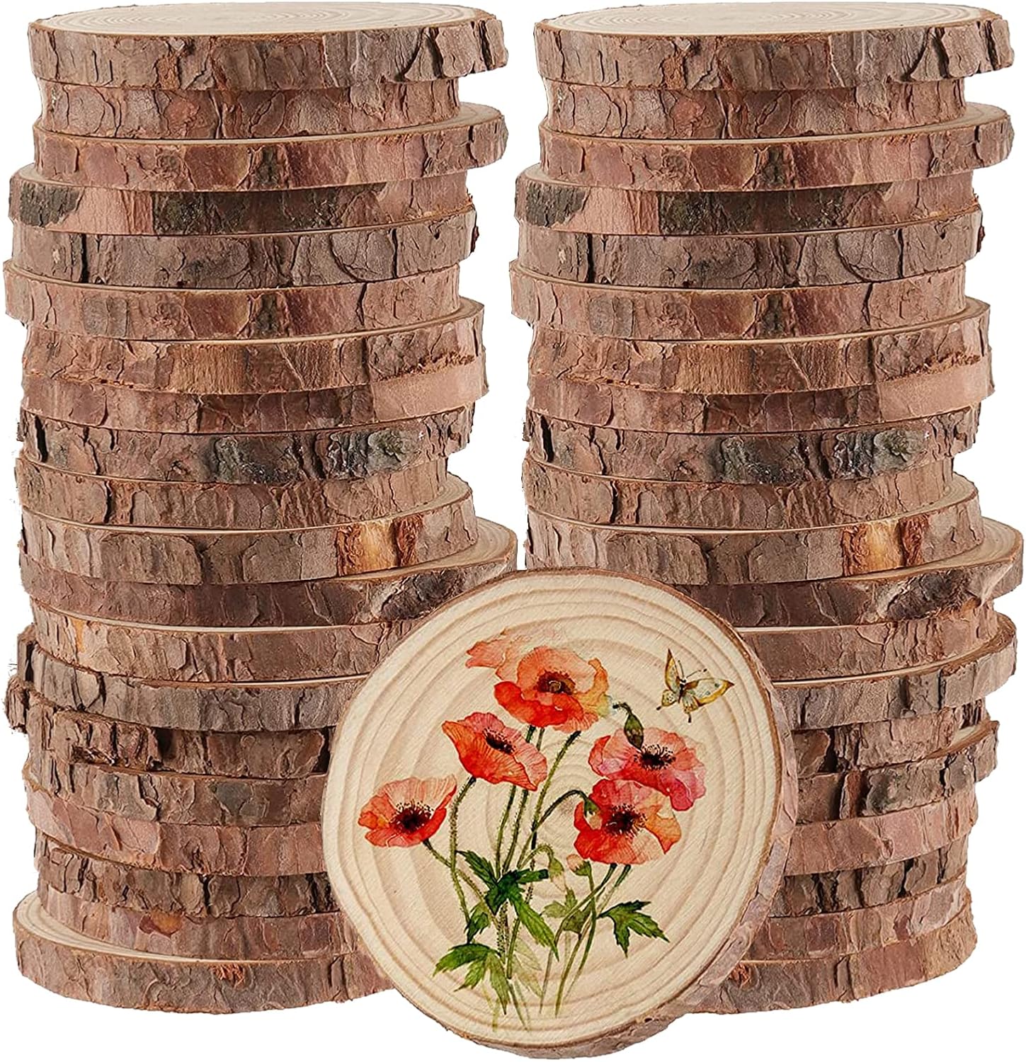 HAKZEON 40 PCS 9-10 cm Natural Wood Slices