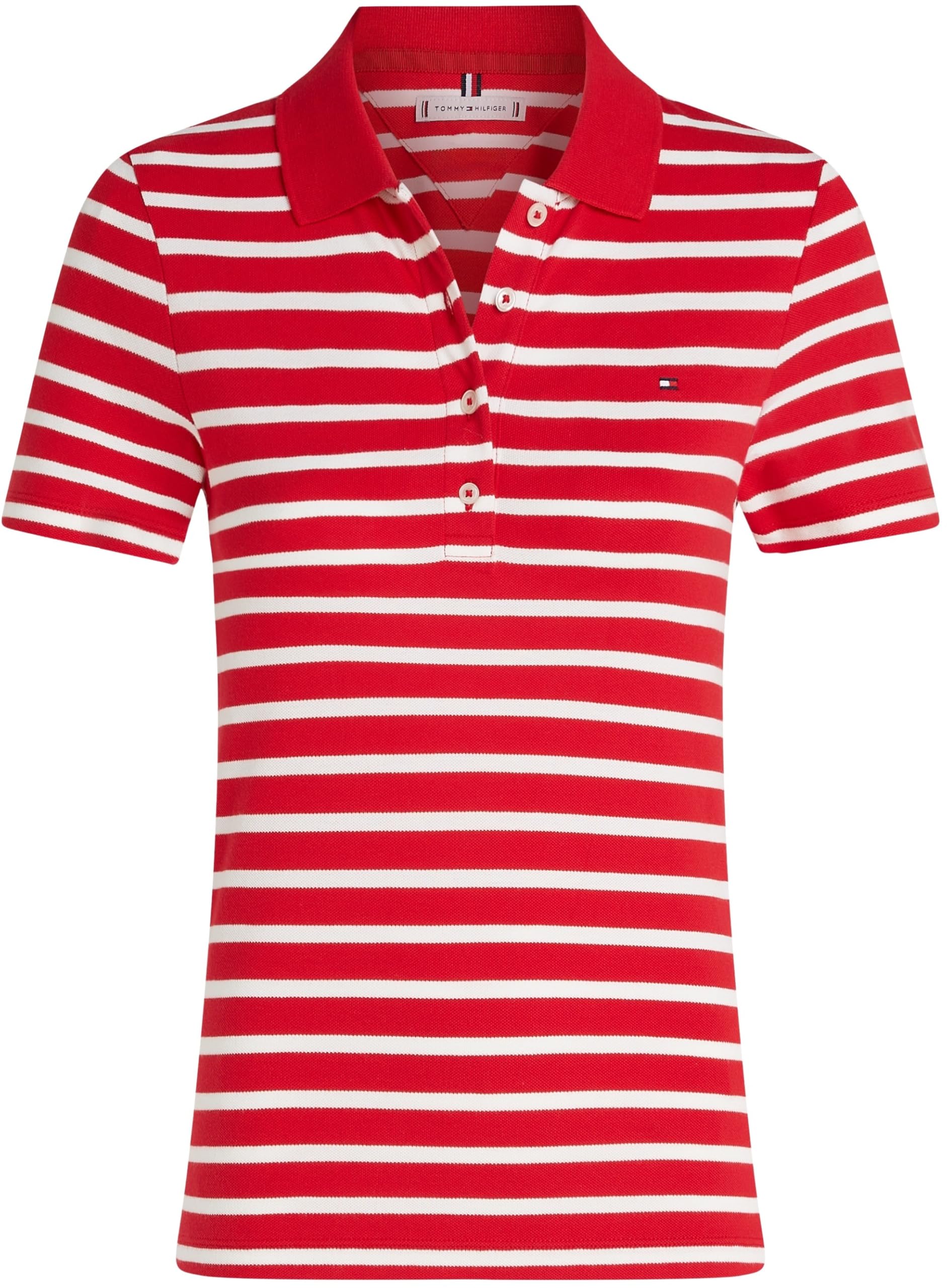 TOMMY HILFIGER Damska koszulka polo 1985 SLIM PIQUE SS WW0WW43225, czerwona, M, Czerwony (podstawowy czerwony/ecru Stp), M