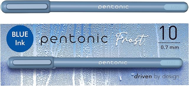 Pentonic Stylos à bille, 10-Pack, Barreau bleu pâle givré à l'encre bleue 0.7mm Fine Point, Stylos d'écriture lisses pour le journaling, Note-Take, Bureau & Fournitures scolaires, encre résistante aux frottis, ensemble de stylos en vrac