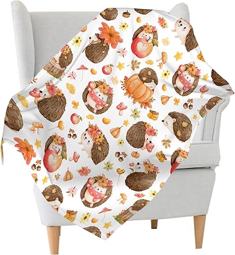 Miniatura 3 de MYSTCOVER Manta de erizos de otoño, 40 x 50 pulgadas, manta de franela acogedora suave y cálida para sofá, cama, sofá, silla, cuna, cochecito,