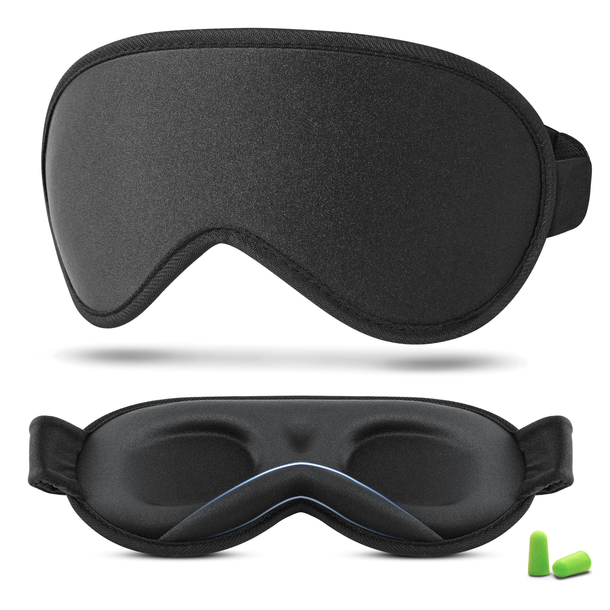 Ultra-Thin & Lightweight Sleep Mask for Men, Women – 10mm Deep Eye Socket Blackout Sleep...