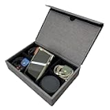 Miter Multi Carrying Case for 6 Earphones or 1 Music Player + 4 IEM Earphones, Handmade Italy PU Leather Hard Cover Storage Box (Multi Carrying Case-Black)