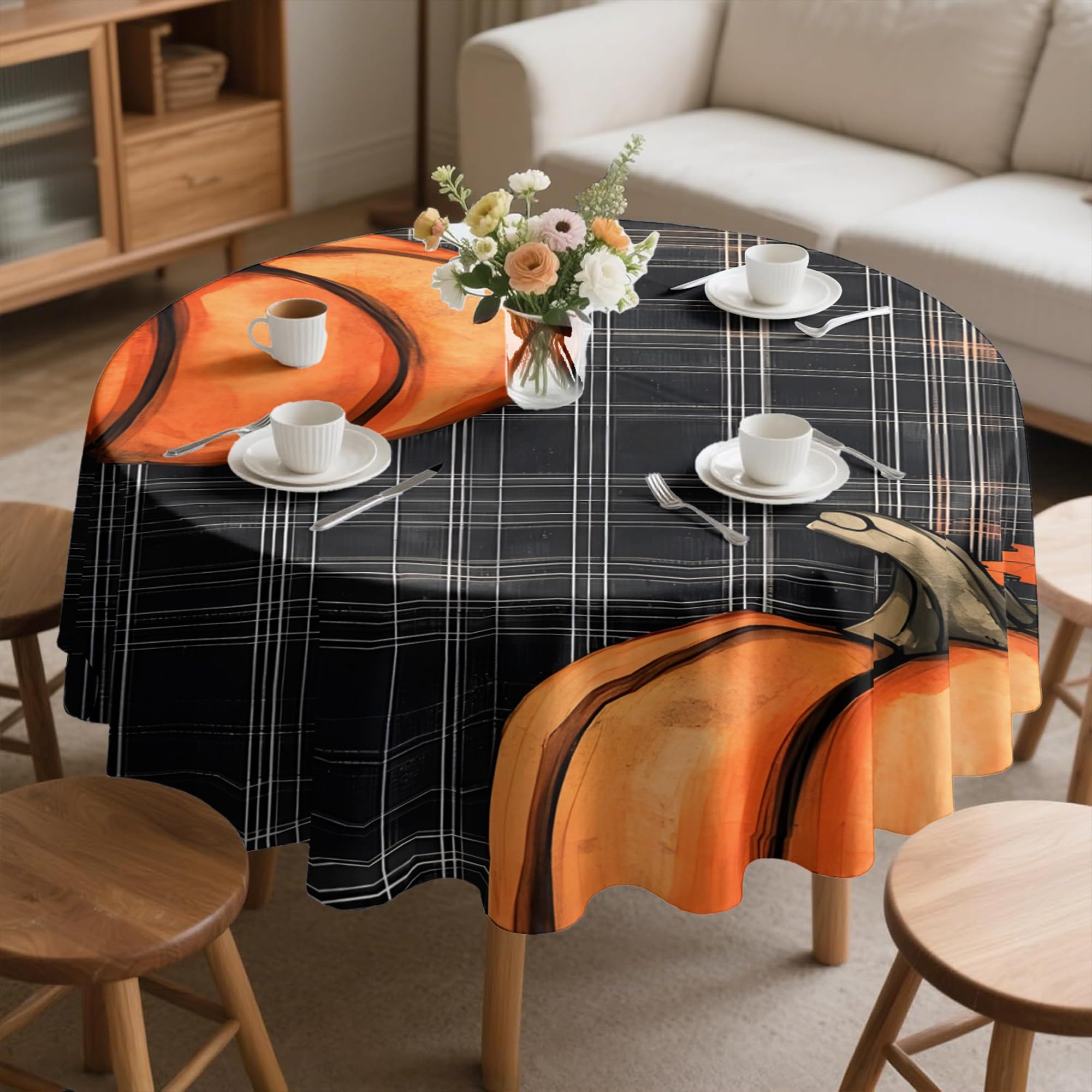 Nappe Ovale Citrouilles 160x200 cm, Nappe Imperméable Lavable Anti Tache Feuilles Érable Rouges pour Cuisine Salle à Manger Jardin R#36