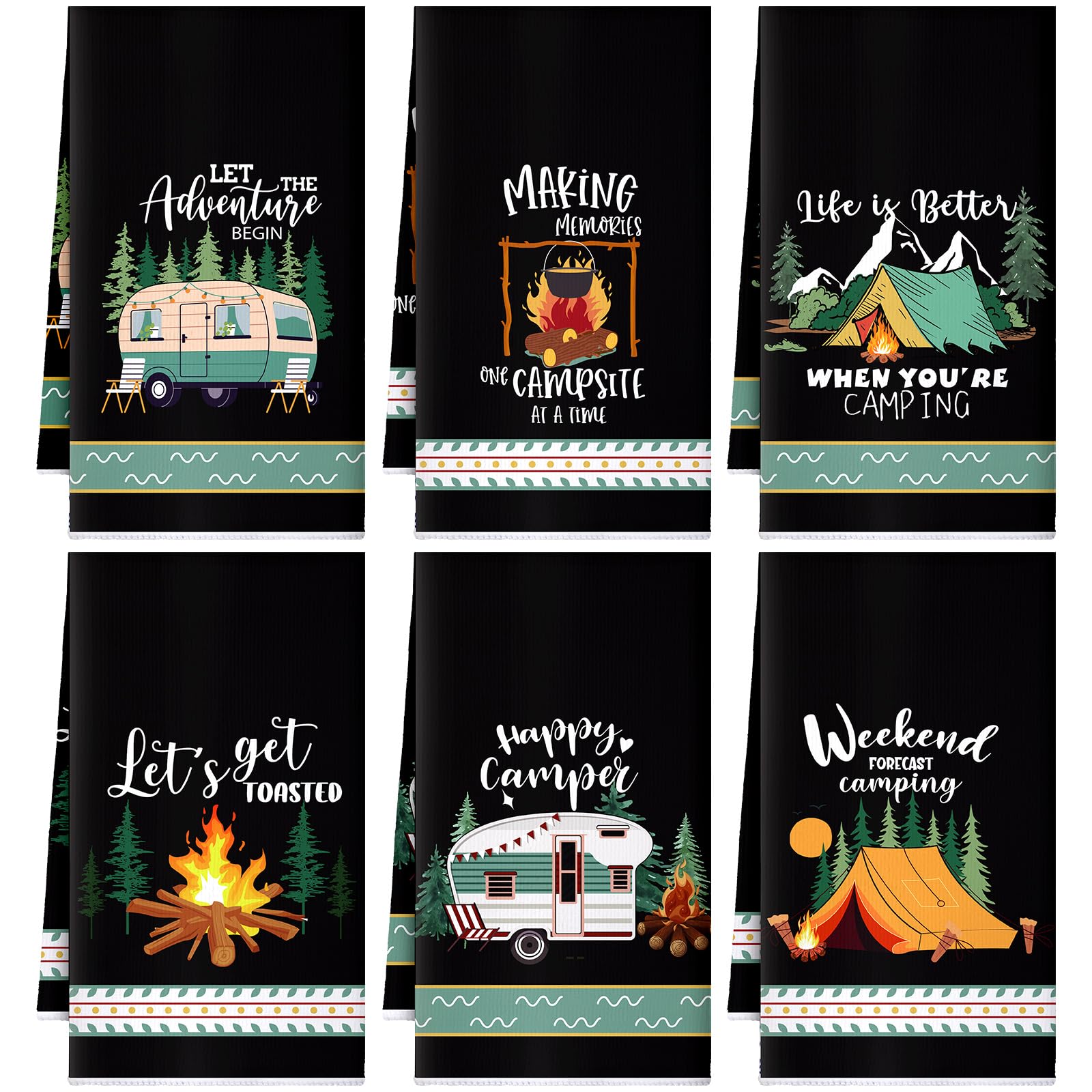 Torchons de cuisine anti-taches Boyiee lot de 6 essuie-mains noirs absorbants