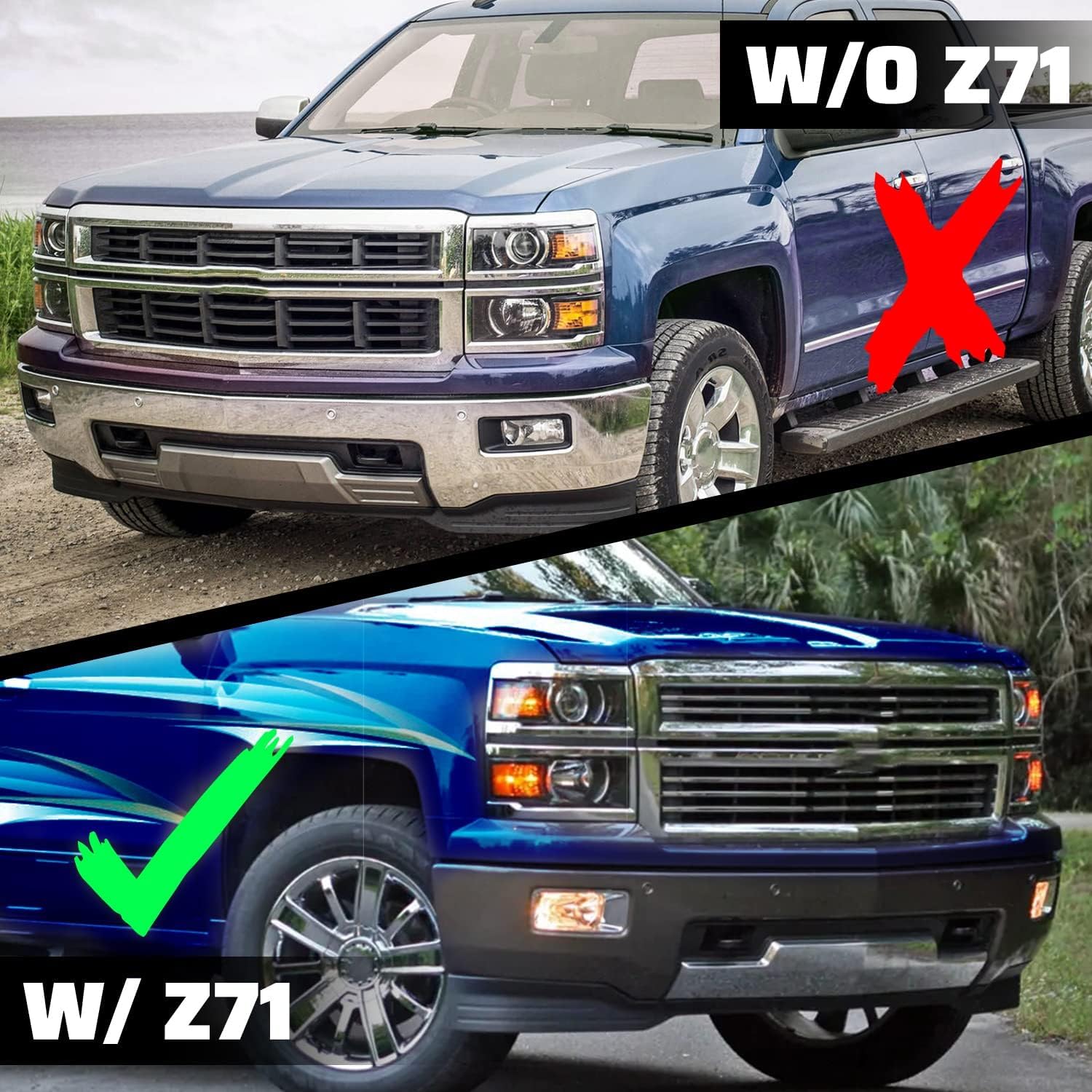 KUAFU Front Bumper Skid Plate Compatible with 2014 2015 Chevrolet Chevy Silverado 1500, 2015 Cadillac Escalade Truck Chrome Replace for GM1087249C 22944882