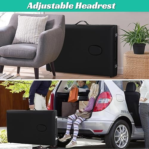 Miniatura 7 de Mesa de masaje portátil - Cama de spa plegable para fisioterapia, esteticista, tatuaje - negro