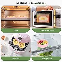 Vista 3 de Moldes de silicona para huevos, 2 moldes para freidora de aire, sartén reutilizable de 4 pulgadas, para magdalenas, microondas, horno y lavavajillas