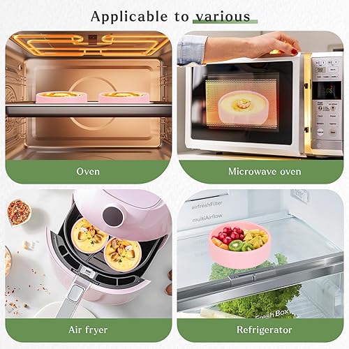 Miniatura 3 de Moldes de silicona para huevos, 2 moldes para freidora de aire, sartén reutilizable de 4 pulgadas, para magdalenas, microondas, horno y lavavajillas
