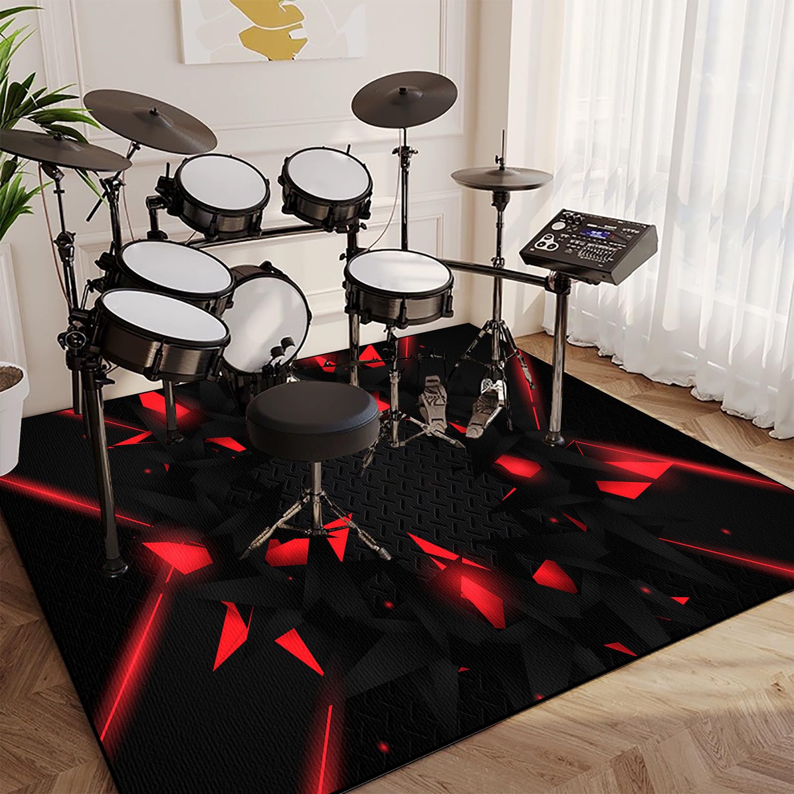 140 x 120 cm Schlagzeugteppich Drum Teppich - Rutschfeste Trommel Teppiche - Professionelles rechteckiges Elektronisches Jazz Schlagzeug Kit für Bass Drum Snare Drum und andere Instrumente Teppich