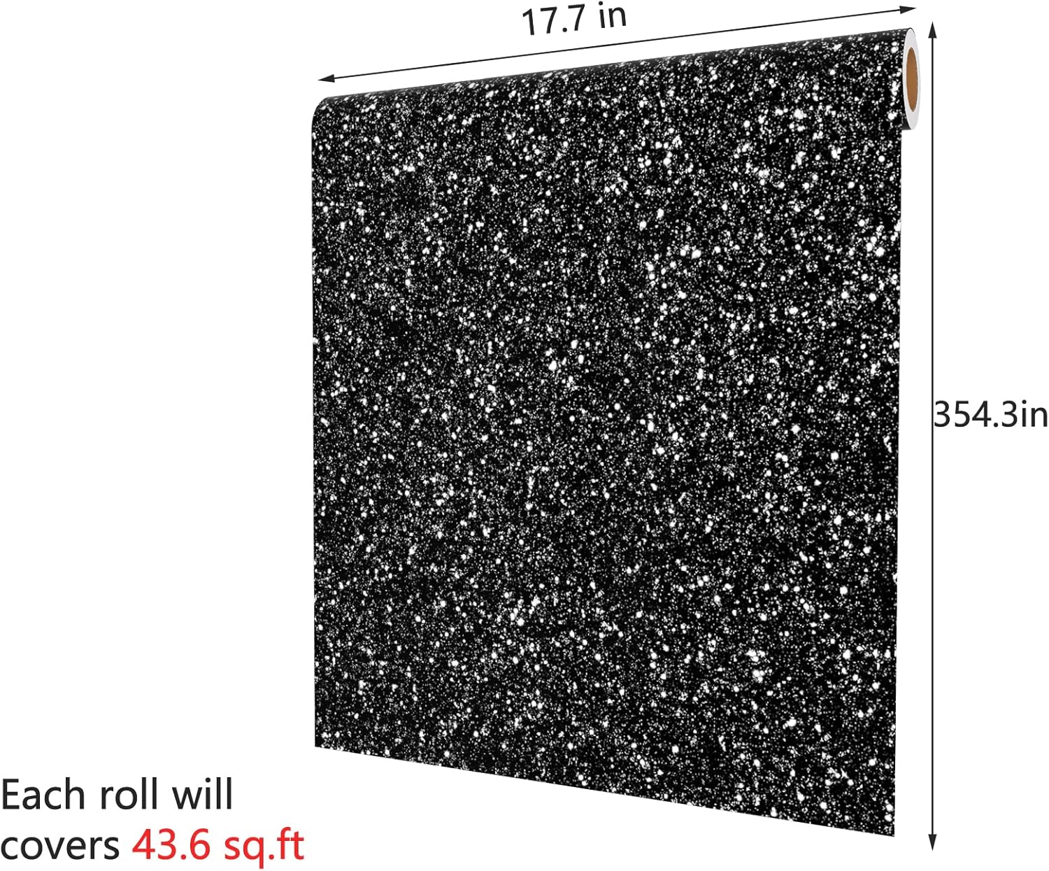 Decotalk 354"x17.7" Glitter Wallpaper Stick and Peel Black Glitter Wallpaper for Walls Removable Sparkle Sequins Wall Paper Self Adhesive Sparkle Contact Paper for DIY Crafts Decorative Vinyl Wrap