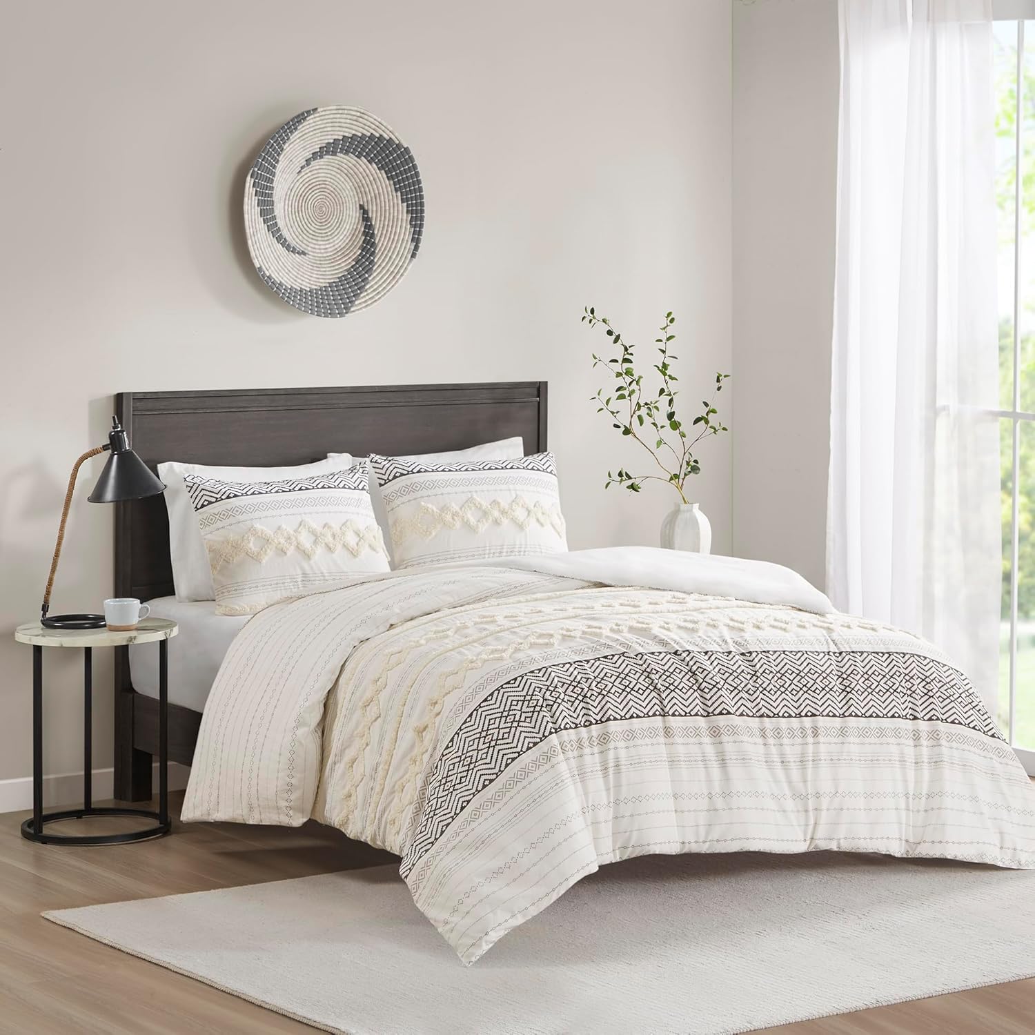 Hyde Lane Asha Boho Duvet Cover King, Farmhouse Ivory 100 Cotton