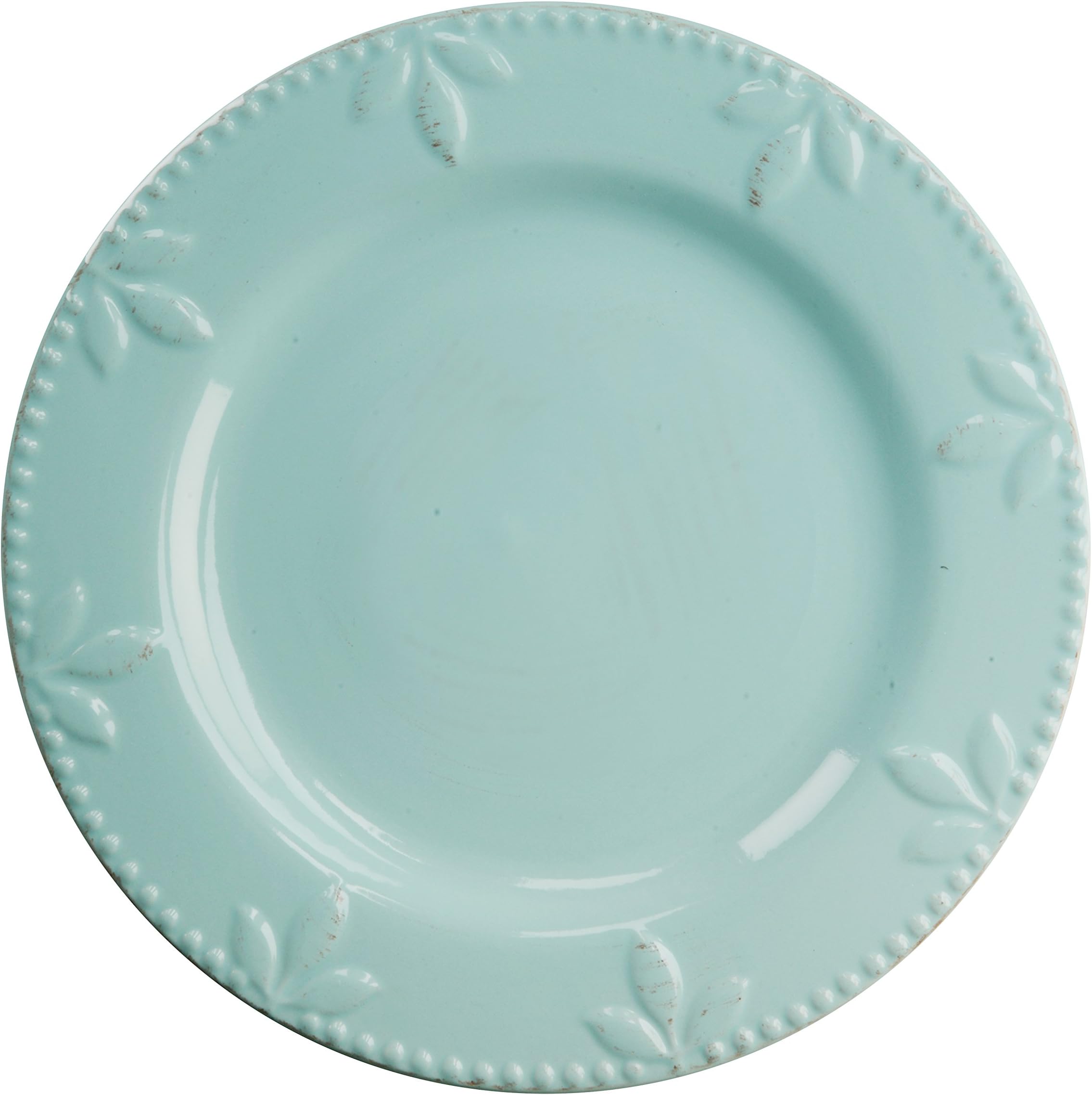 4 Piece Sorrento Collection Stoneware Dinnerware Set, Aqua Blue